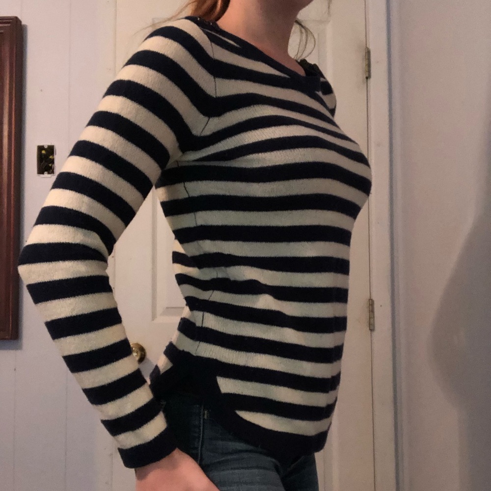 Madewell/Wallace navy and cream striped sweater😊